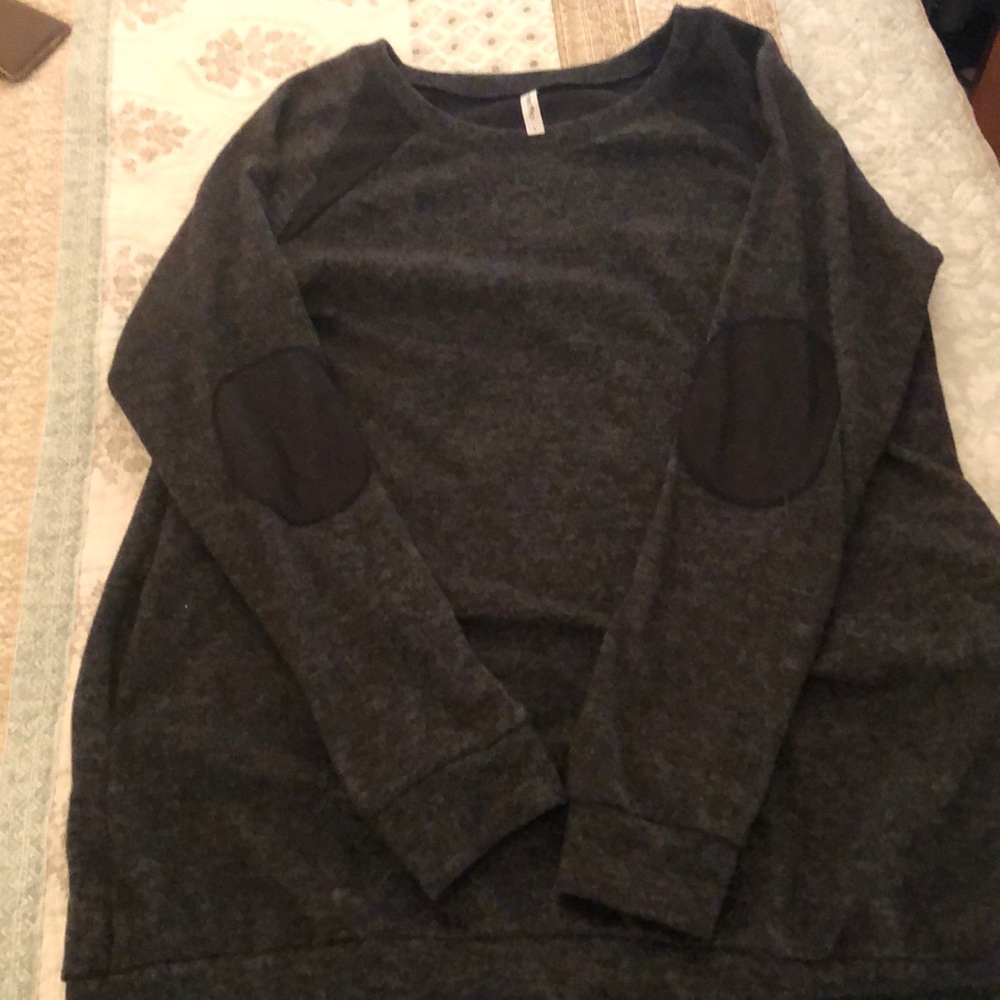 Black/grey sweater. Patch elbows! Worn once